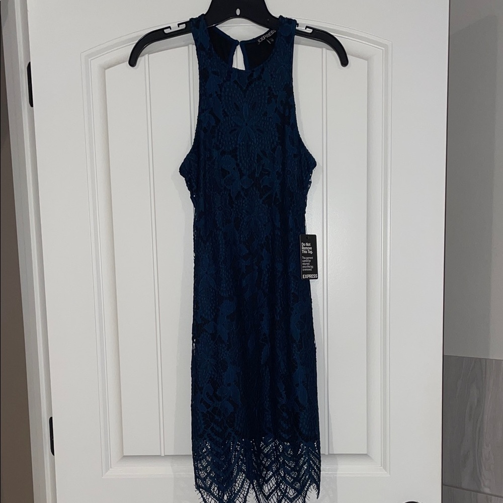 Express Midnight Blue Lace Dress